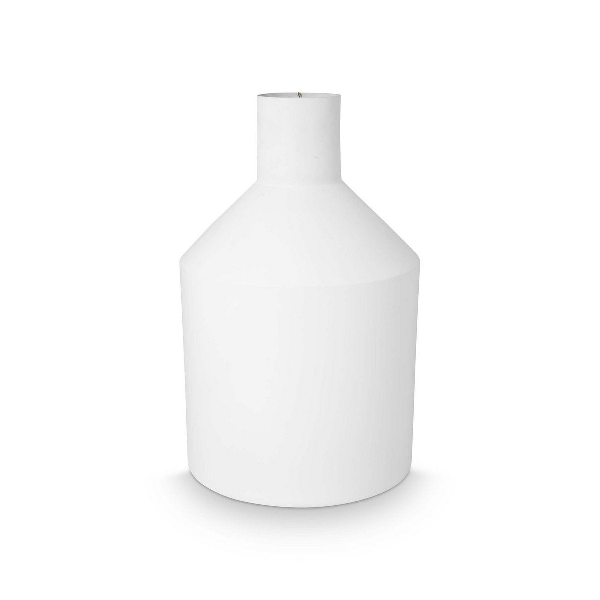 Vase mit Metallemblem- Weiß