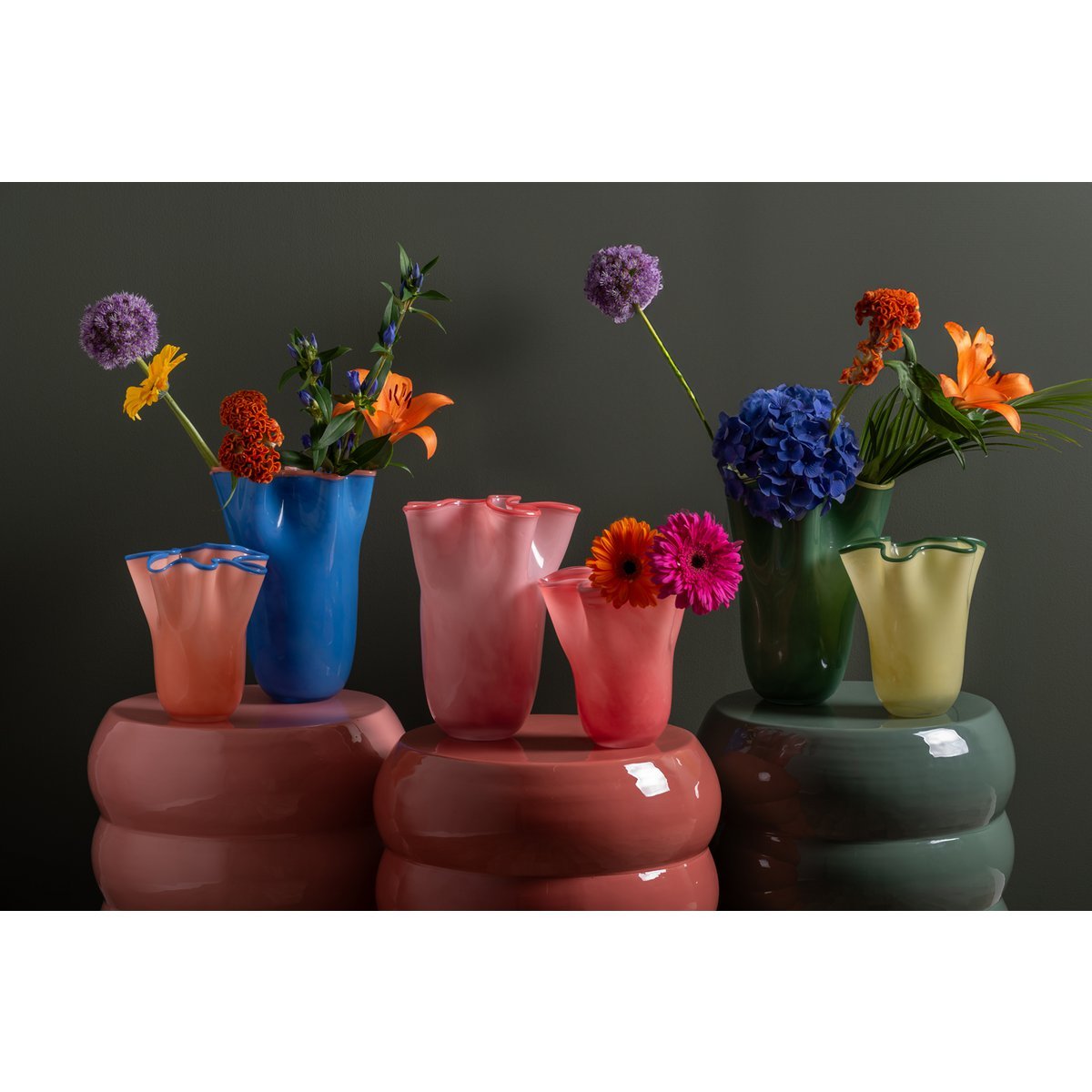 Ruffles-Vase rosa
