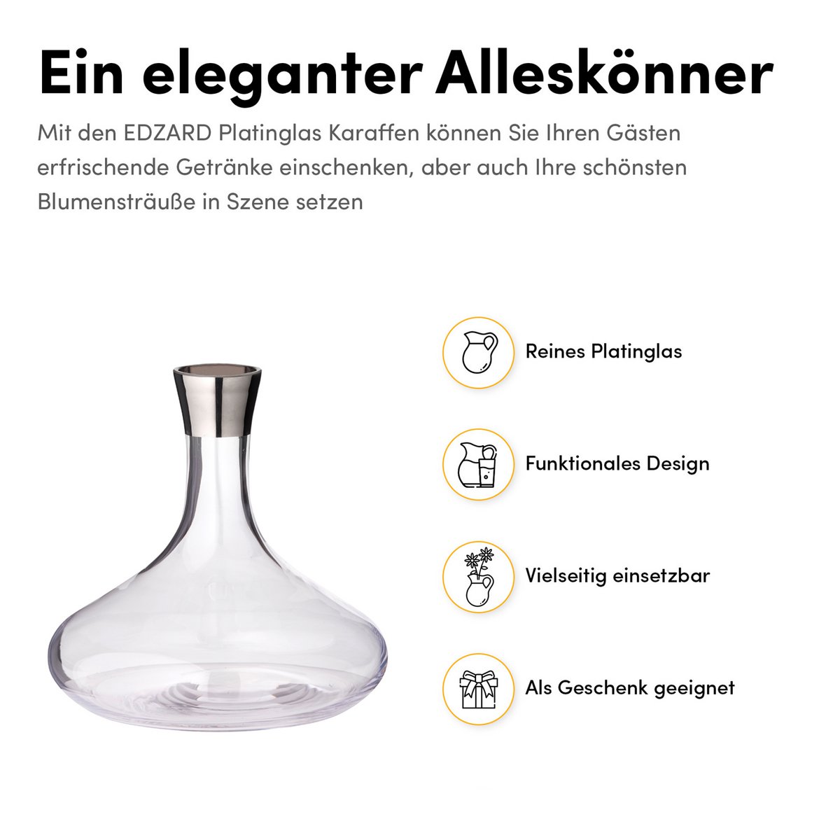 Karaffe Edward Kristallglas mit Platinrand