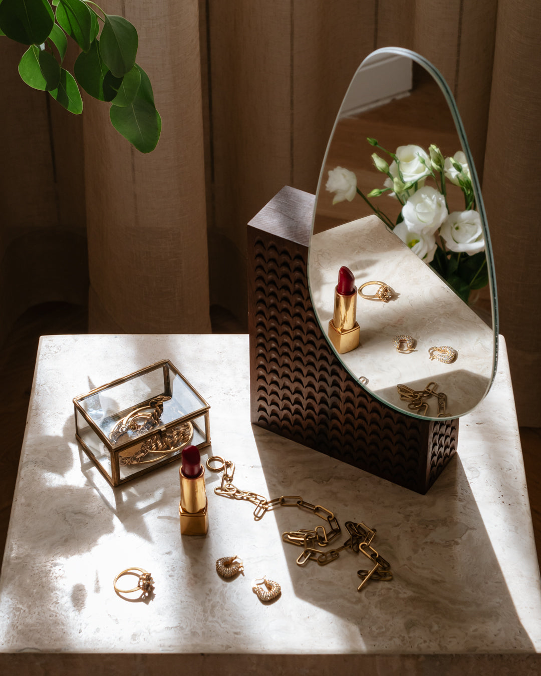 SJAJ Wooden Table Mirror