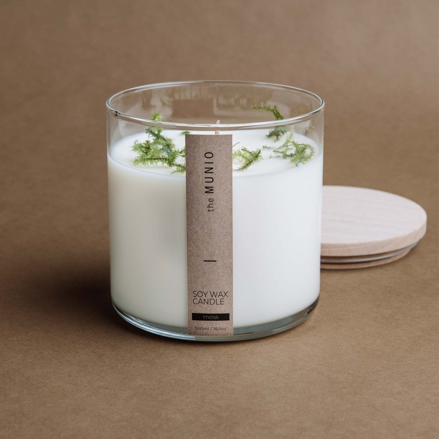 Moss Candle mit Holzdocht