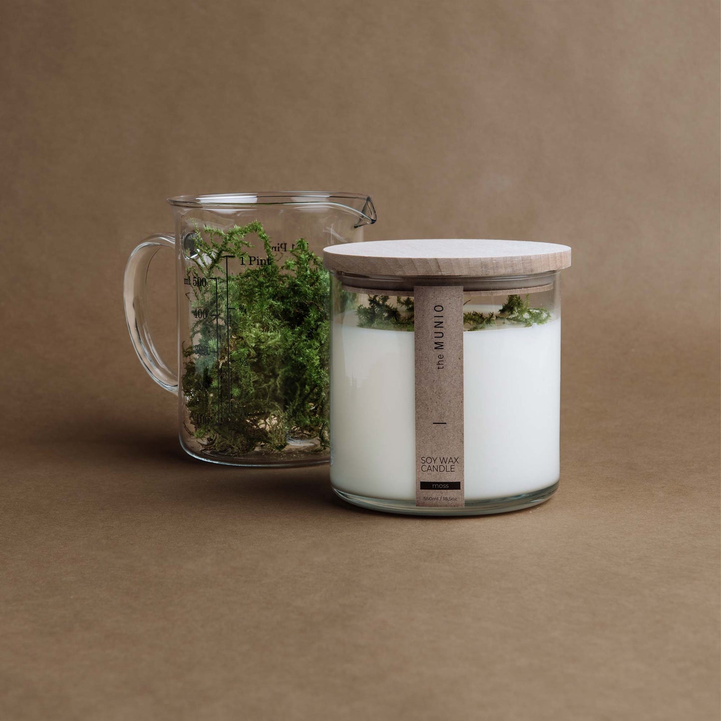 Moss Candle mit Holzdocht