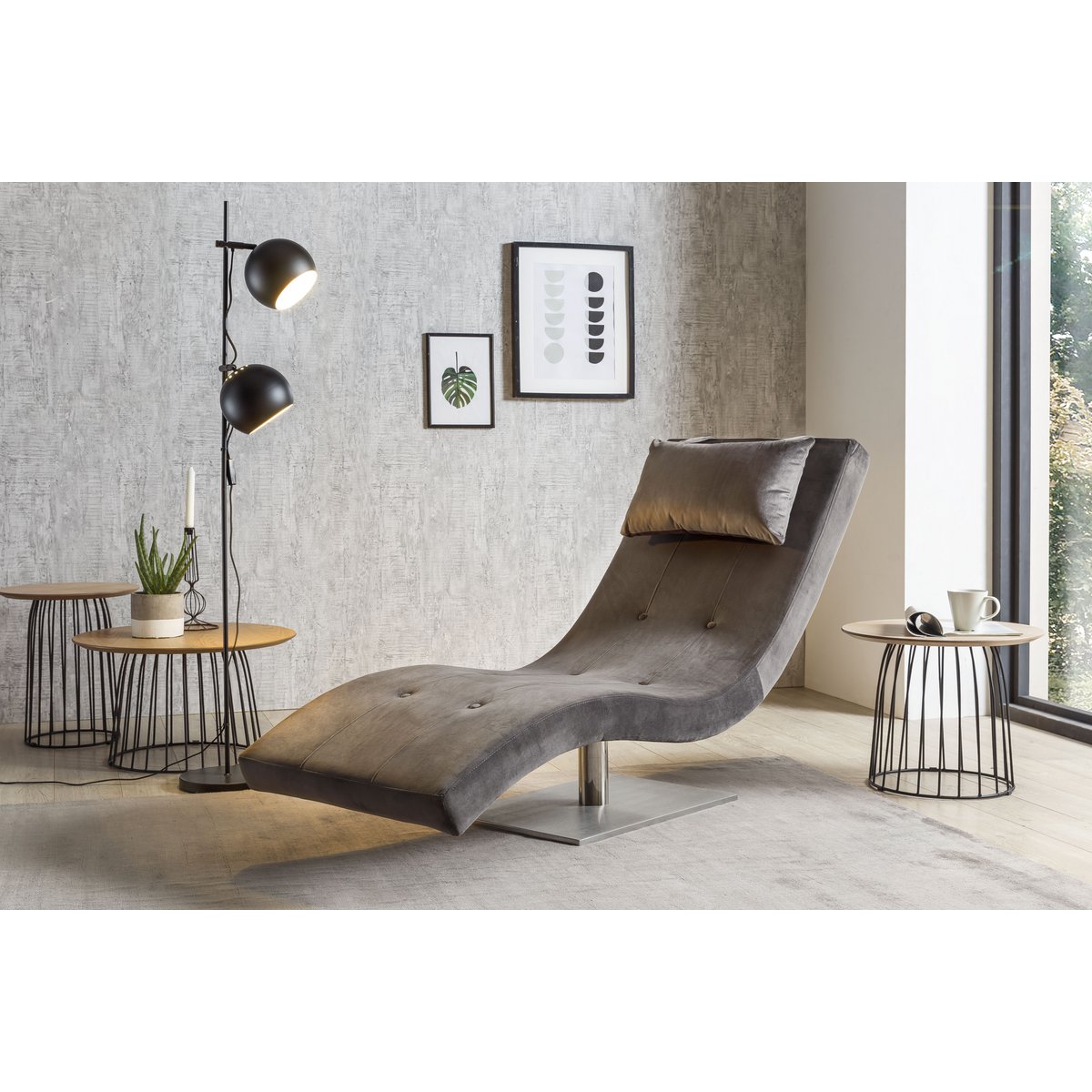 Relaxliege Samt grau