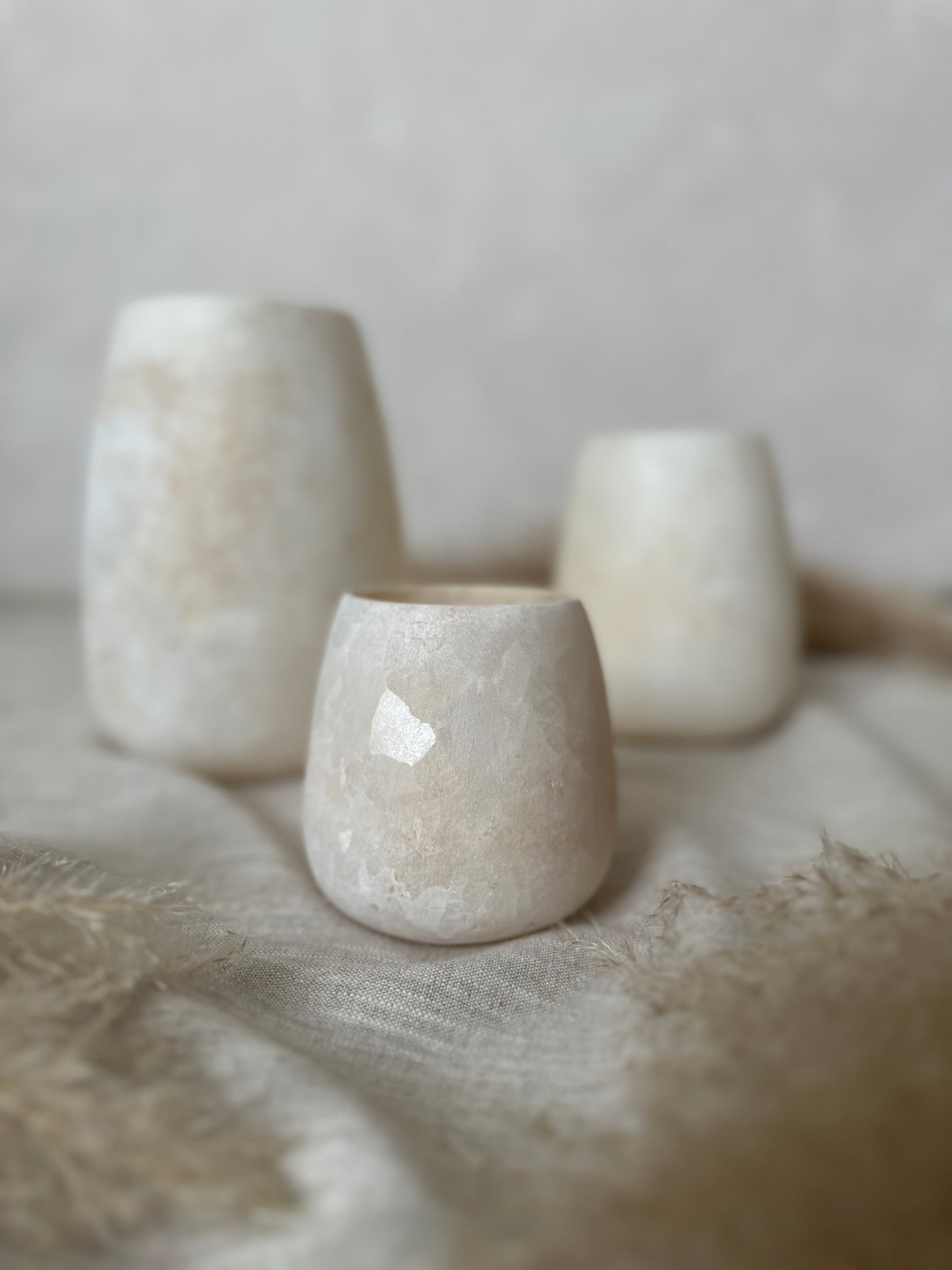 Alabaster Kerzenhalter oval