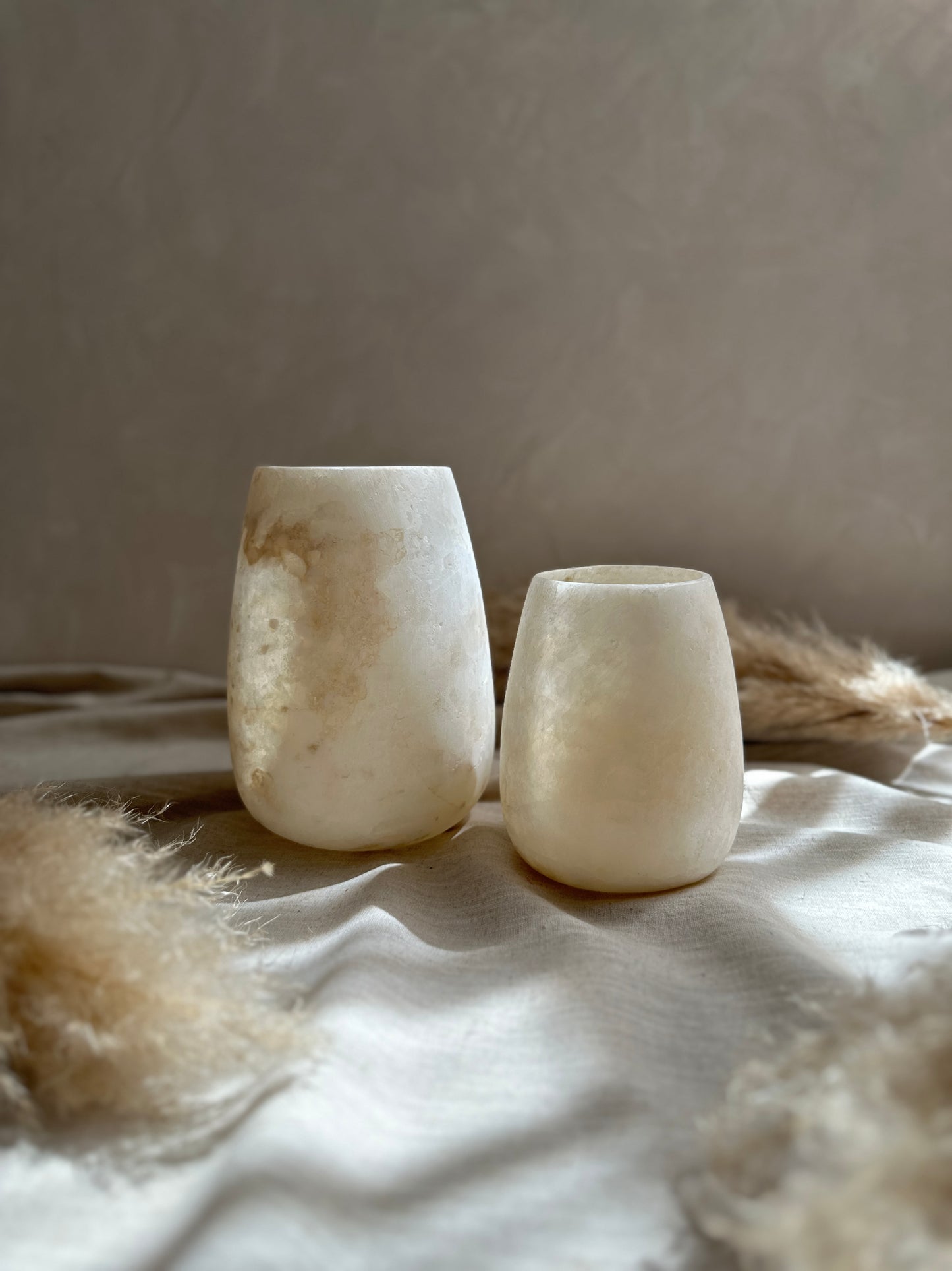 Alabaster Kerzenhalter oval