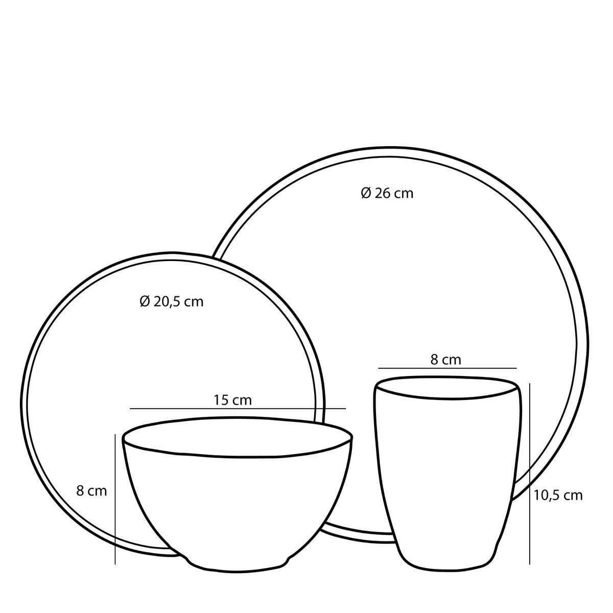 Tabo Geschirrset | 16-Teilig