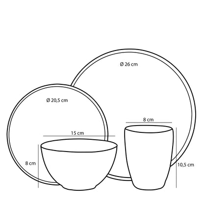 Tabo Geschirrset | 16-Teilig