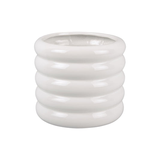 Blumentopf Bobbly glasiert weiß